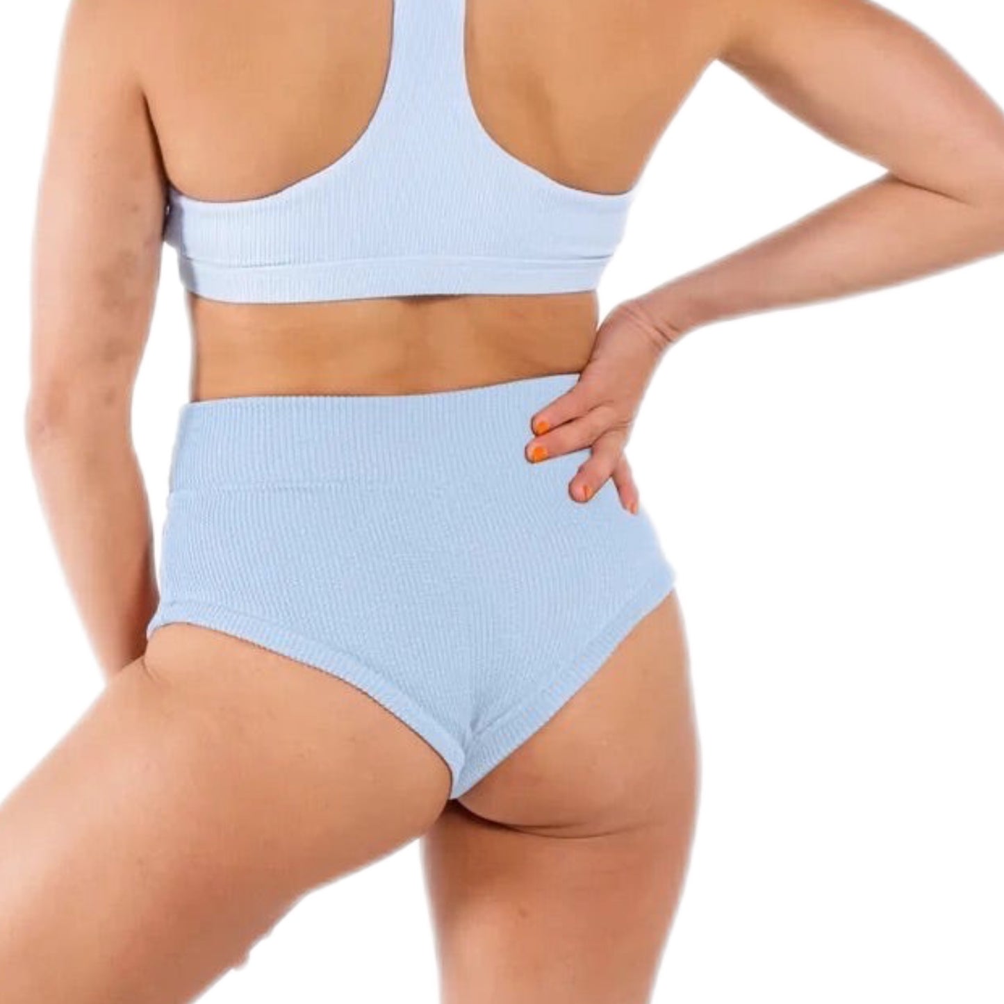 AMBR Waffle High Shorts - Sky