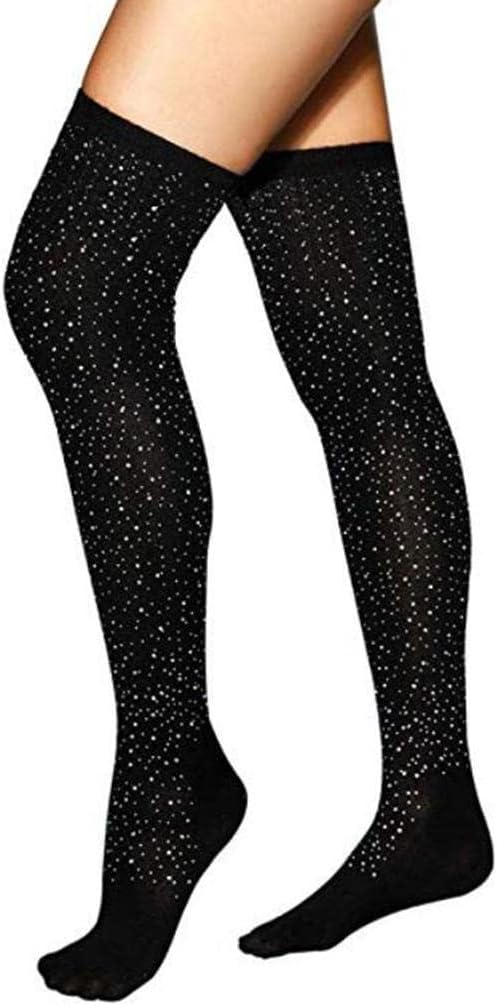 Thigh High Glitter Socks - Black
