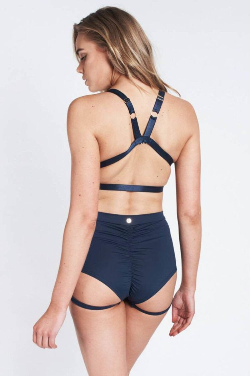 Lunalae Lure you High Waisted Garter Shorts - Navy