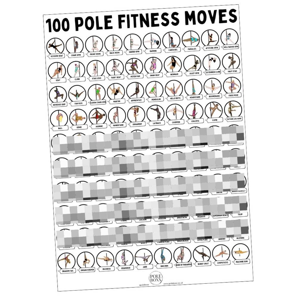 100 pole dance fitness moves poster