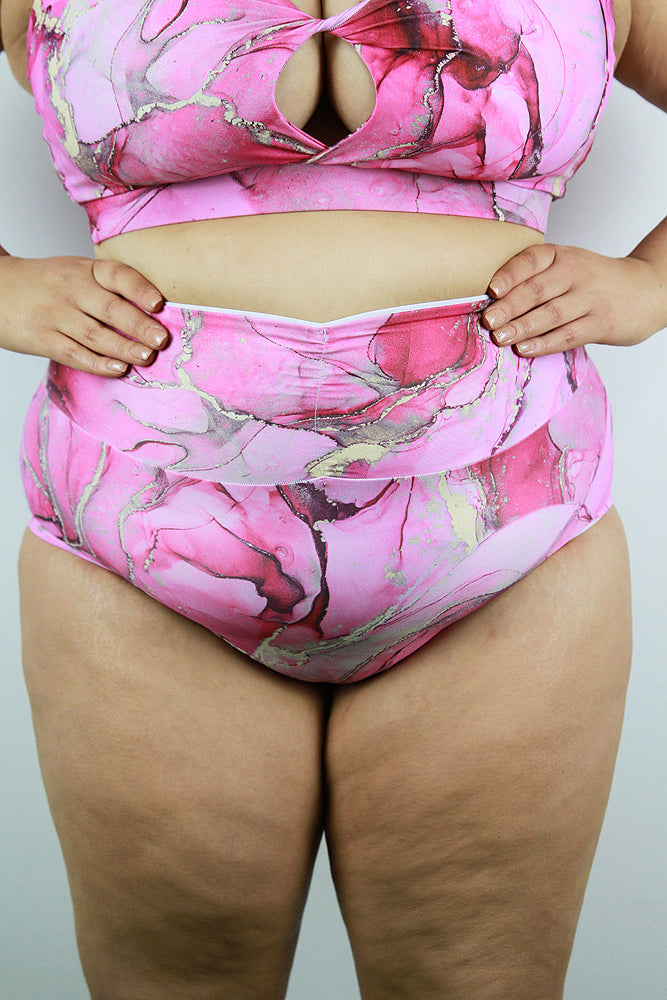 Rarr Designs Tutti Frutti High Waisted BRAZIL Scrunchie Bum Shorts – Raspberry