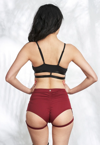 Lunalae Lure you High Waisted Garter Shorts - Wine