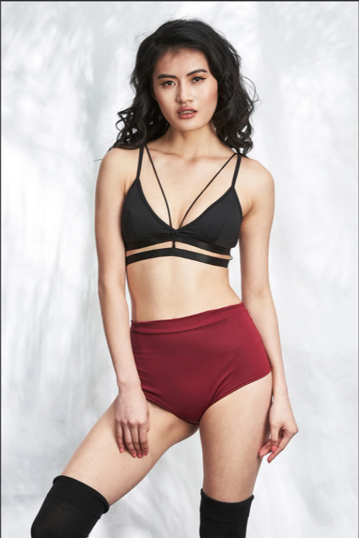 Lunalae High Waist Basic Shorts - Wine