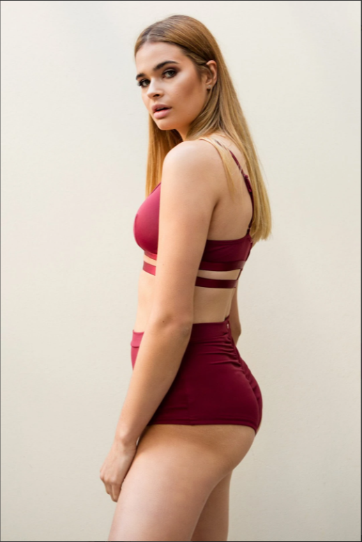 Lunalae High Waist Basic Shorts - Wine