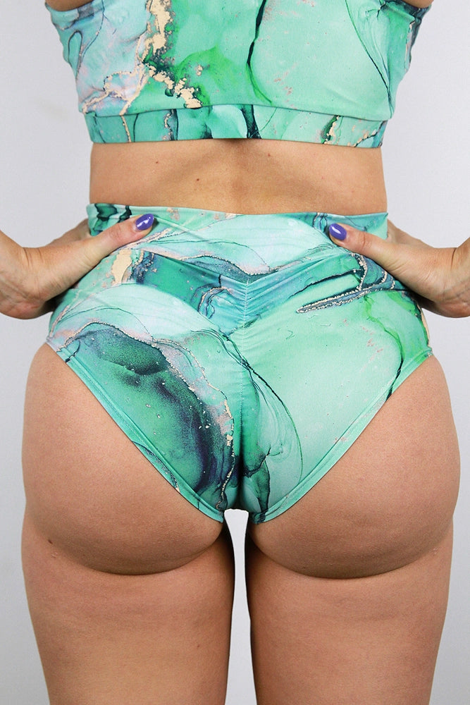 Rarr Designs Tutti Frutti High Waisted BRAZIL Scrunchie Bum Shorts – Apple