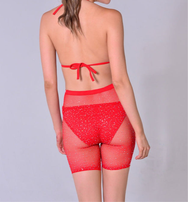 Biker Fishnet Glitter Shorts